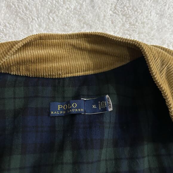 Polo Ralph Lauren Corduroy Brwn Eisenhower Jacket Sz XL Plaid Green Insulation - Picture 9 of 10